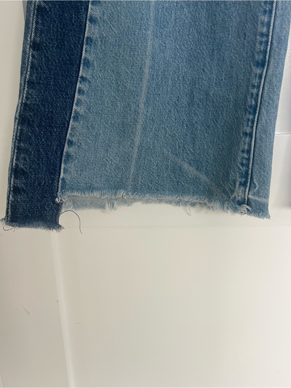 MOTHER Two-Tone Blue High-Rise Wide-Leg Jeans - Picture 7 of 7